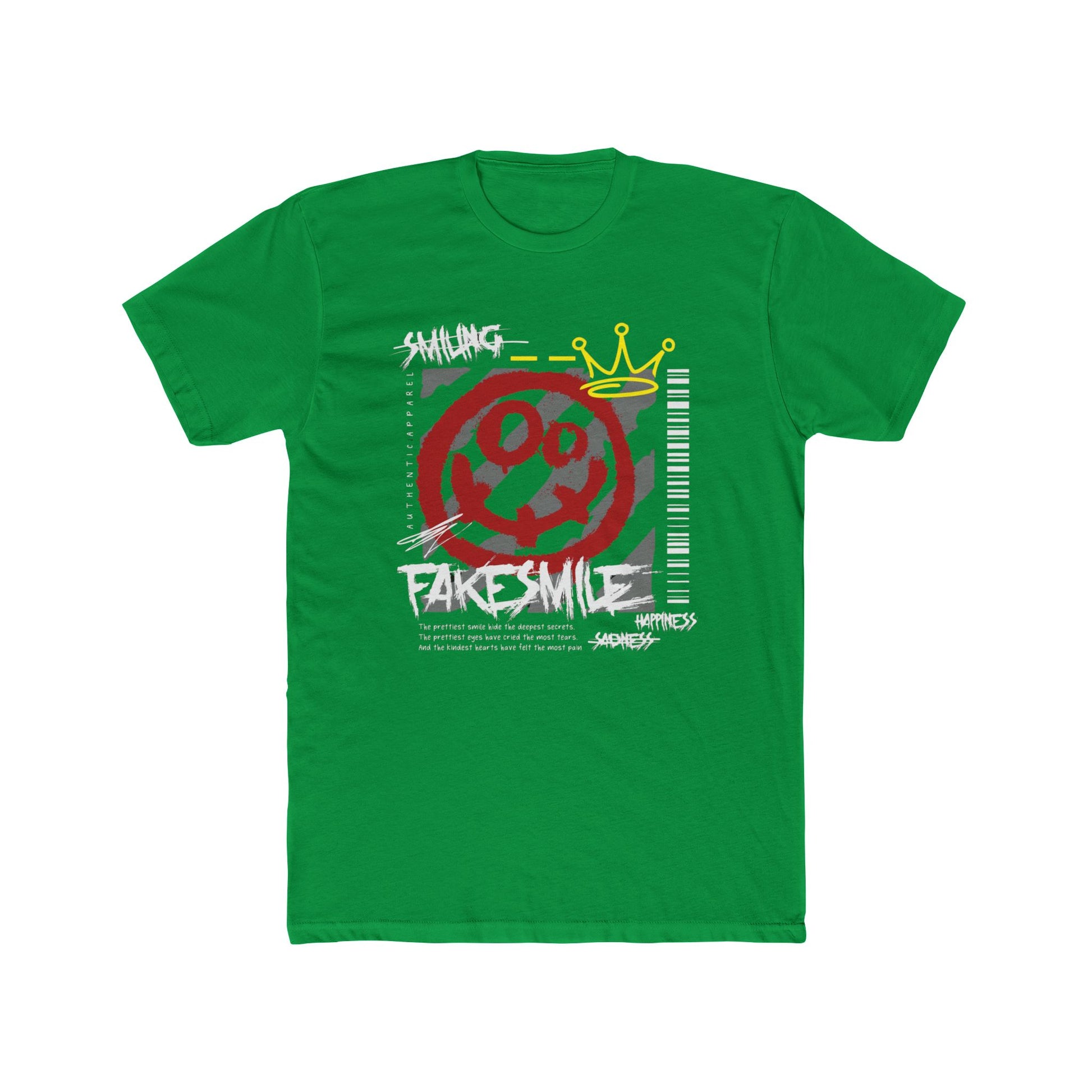 Fake Smile Cotton Green Crew T-Shirt