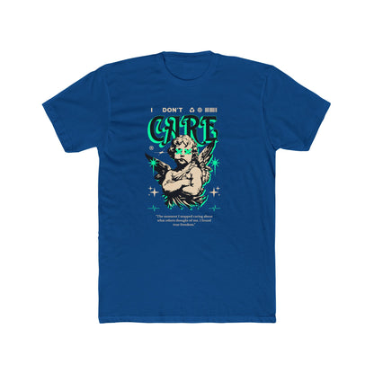 I Don't Care Cotton Blue Crew T-Shirt