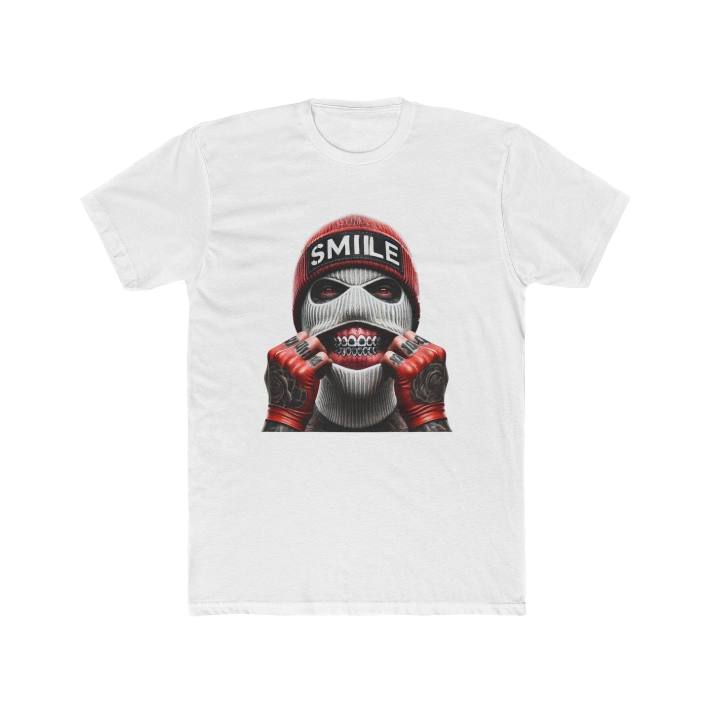 Smile Cotton White Crew T-Shirt