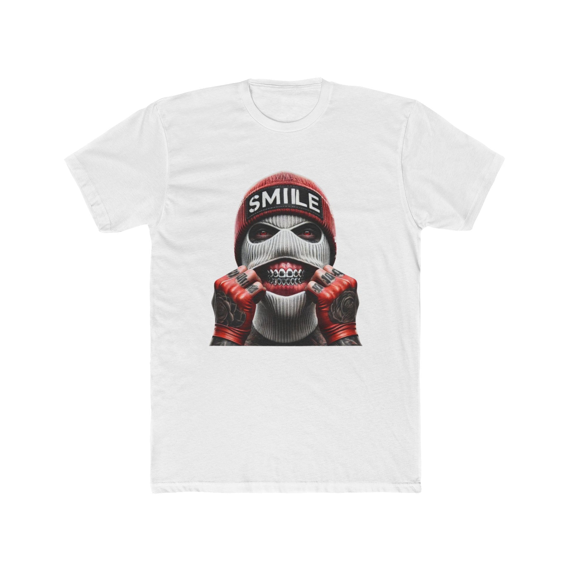 Smile Cotton White Crew T-Shirt