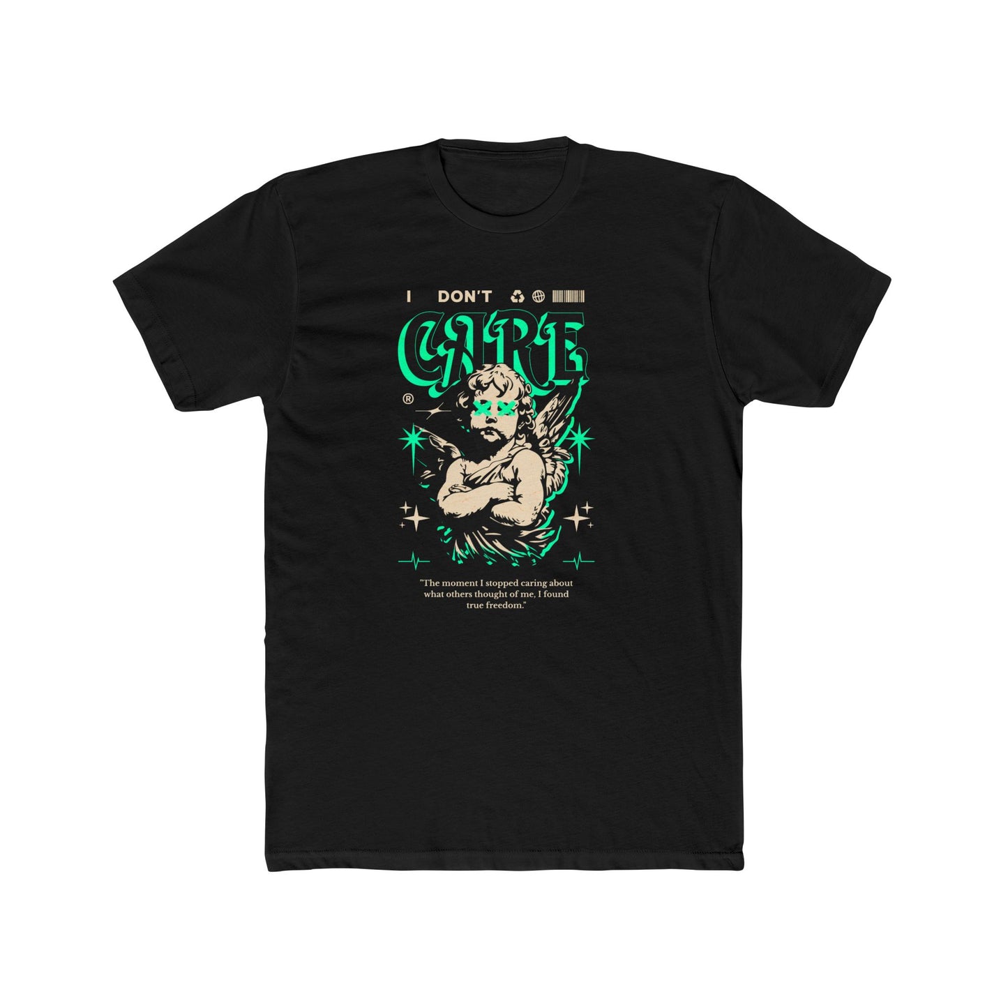 I Don't Care Cotton Black Crew T-Shirt