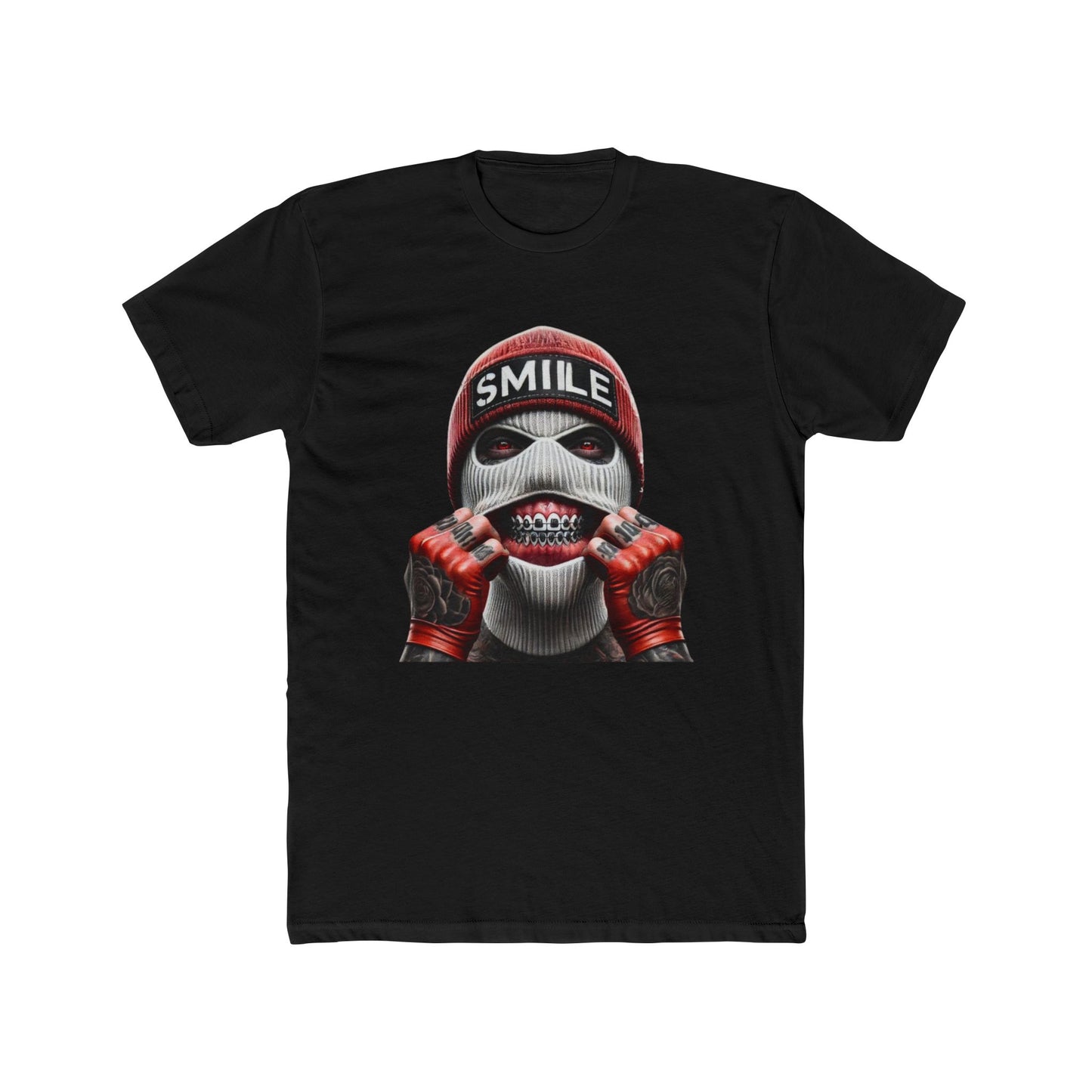 Smile Cotton Black Crew T-Shirt
