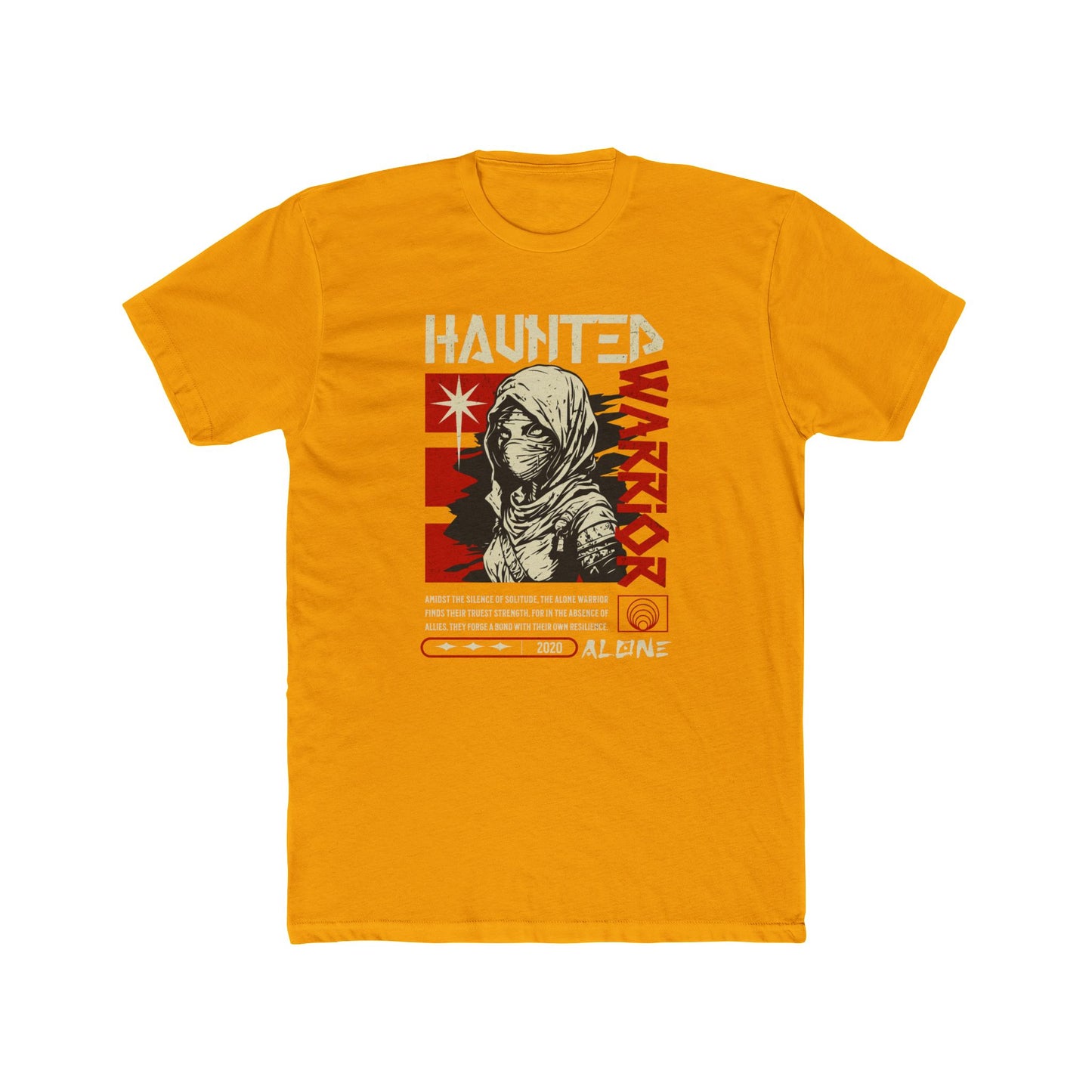 Haunted Warrior Cotton Yellow Crew T-Shirt