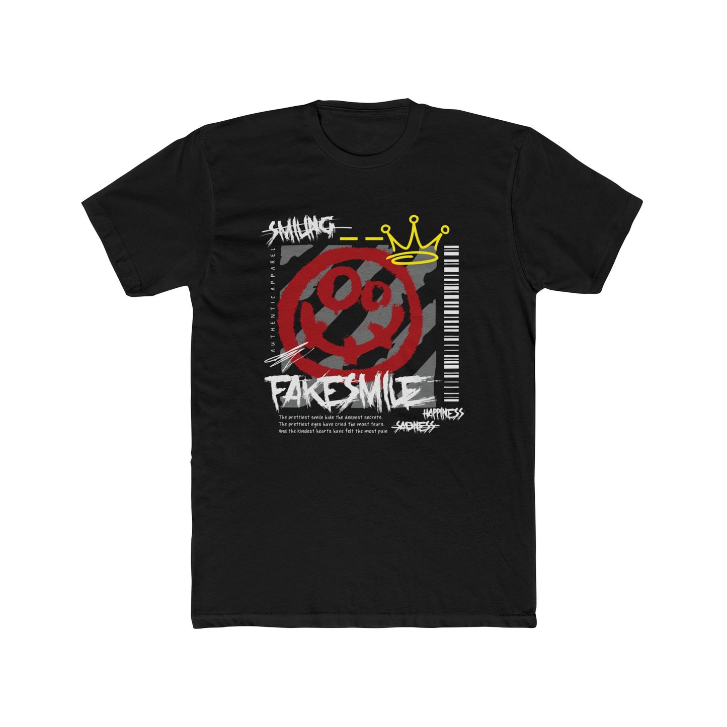 Fake Smile Cotton Black Crew T-Shirt