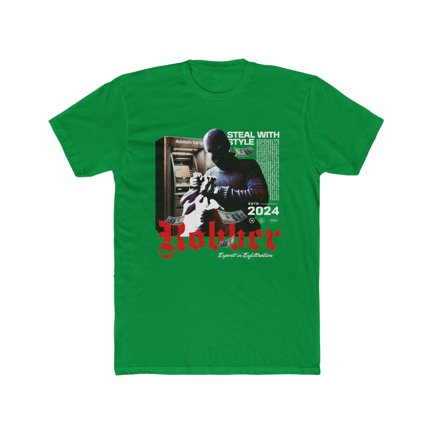 Robber Cotton Green Crew T-Shirt