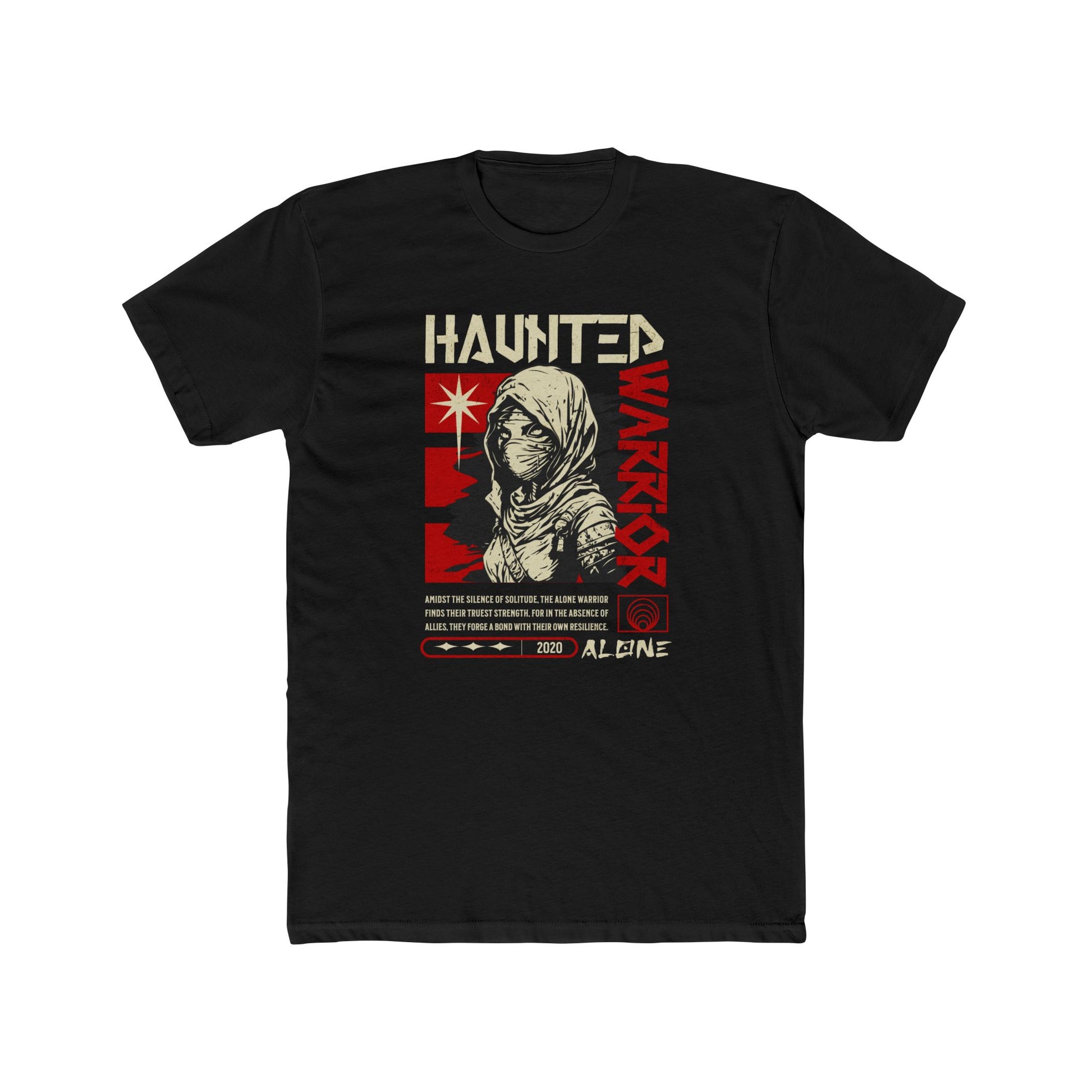 Haunted Warrior Cotton Black Crew T-Shirt
