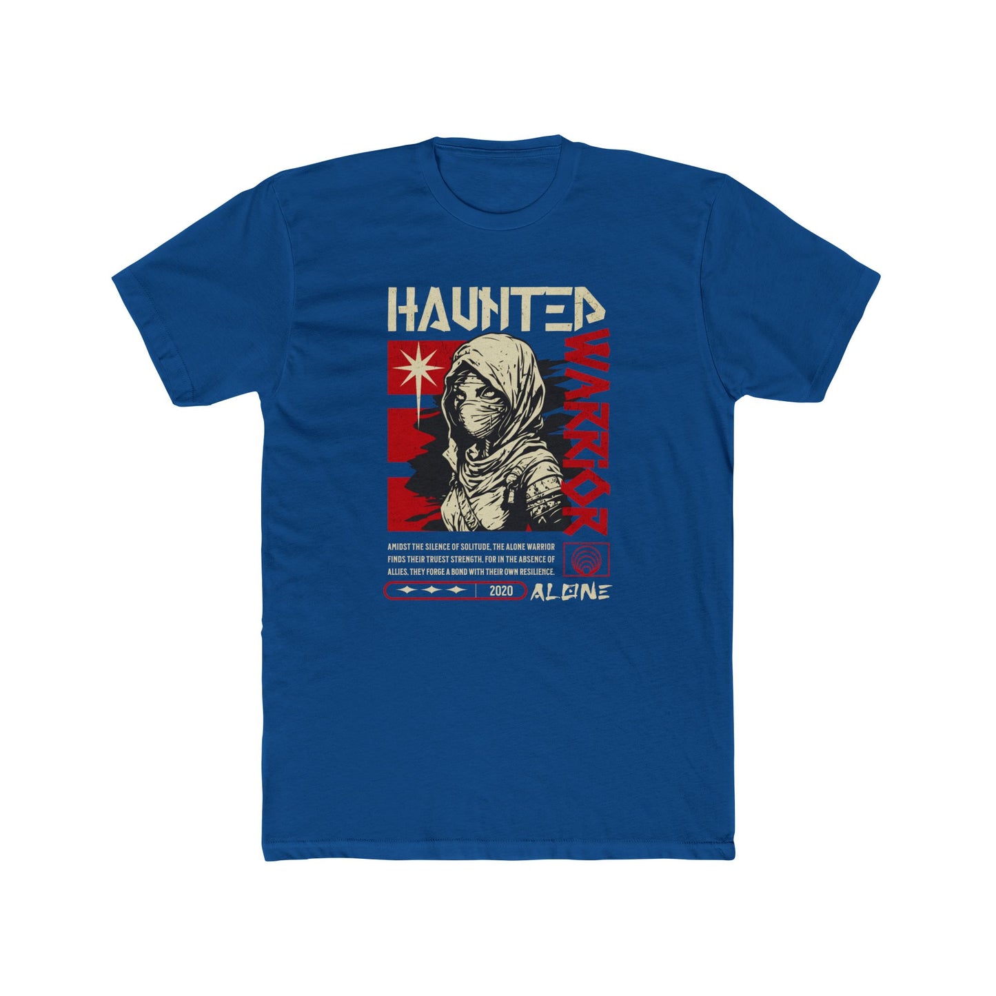 Haunted Warrior Cotton Blue Crew T-Shirt