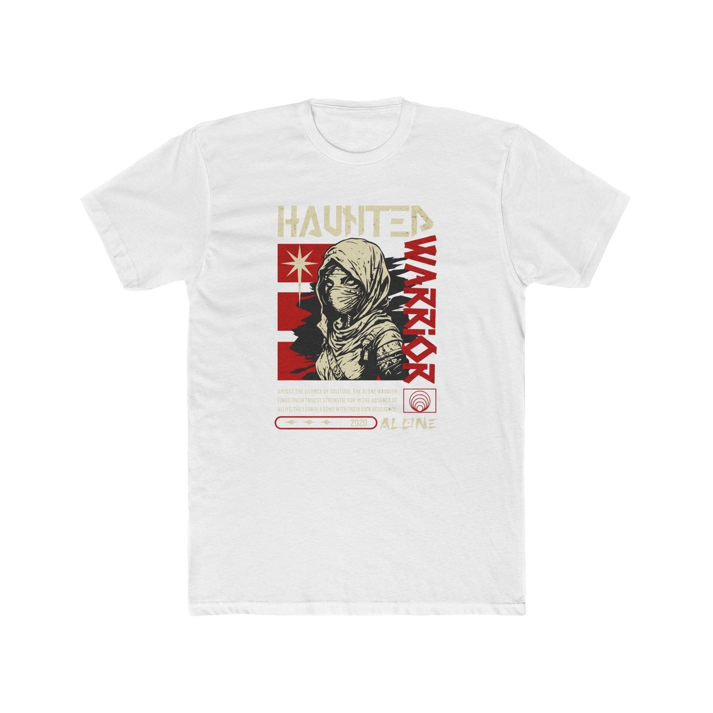 Haunted Warrior Cotton White Crew T-Shirt