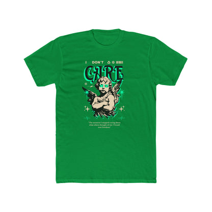 I Don't Care Cotton Green Crew T-Shirt