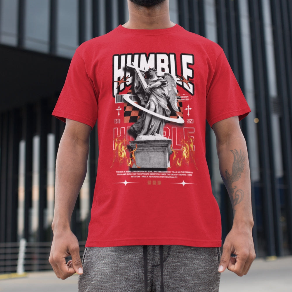 Boy wearing Ogeez teez Humble Cotton Red Crew T-Shirt