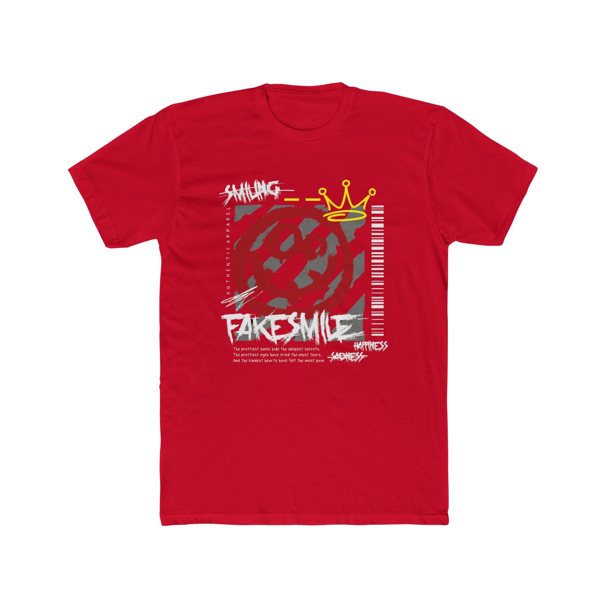 Fake Smile Cotton Red Crew T-Shirt
