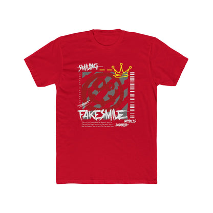 Fake Smile Cotton Red Crew T-Shirt