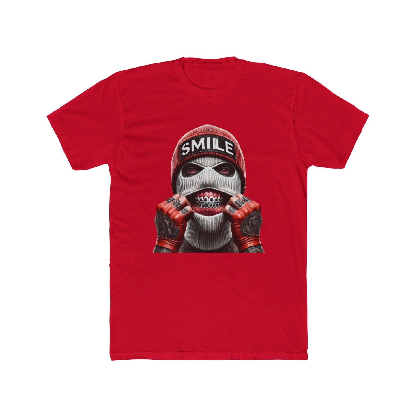 Smile Cotton Red Crew T-Shirt