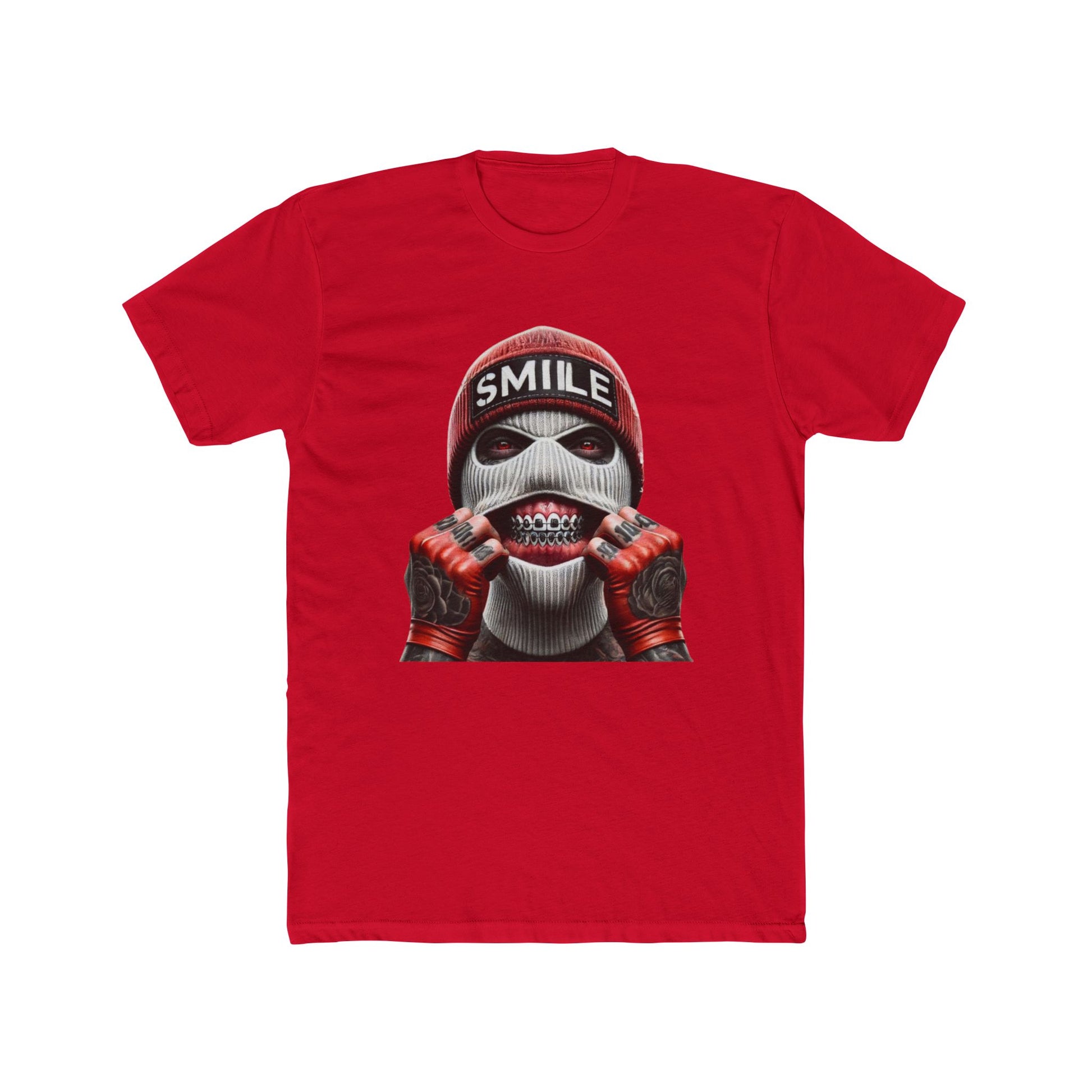 Smile Cotton Red Crew T-Shirt