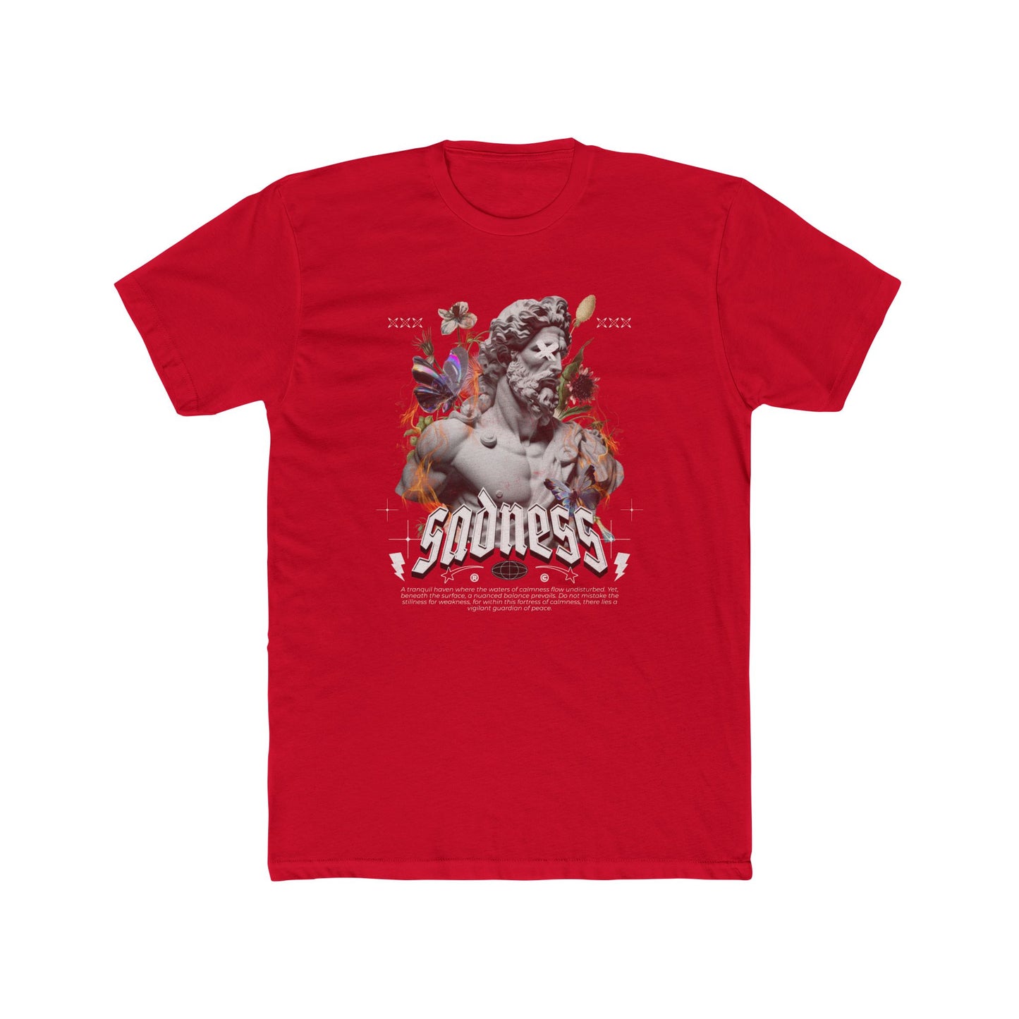 Sadness Cotton Red Crew T-Shirt