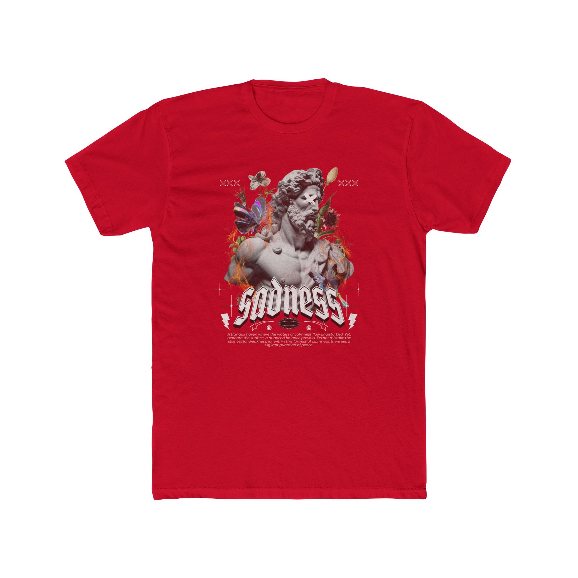 Sadness Cotton Red Crew T-Shirt