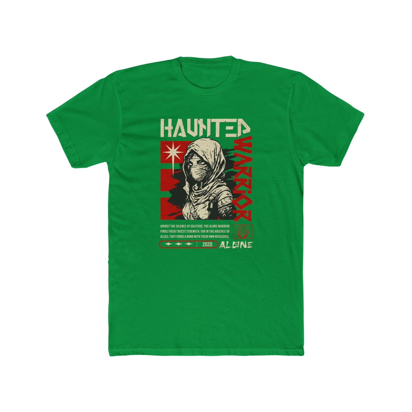 Haunted Warrior Cotton Green Crew T-Shirt