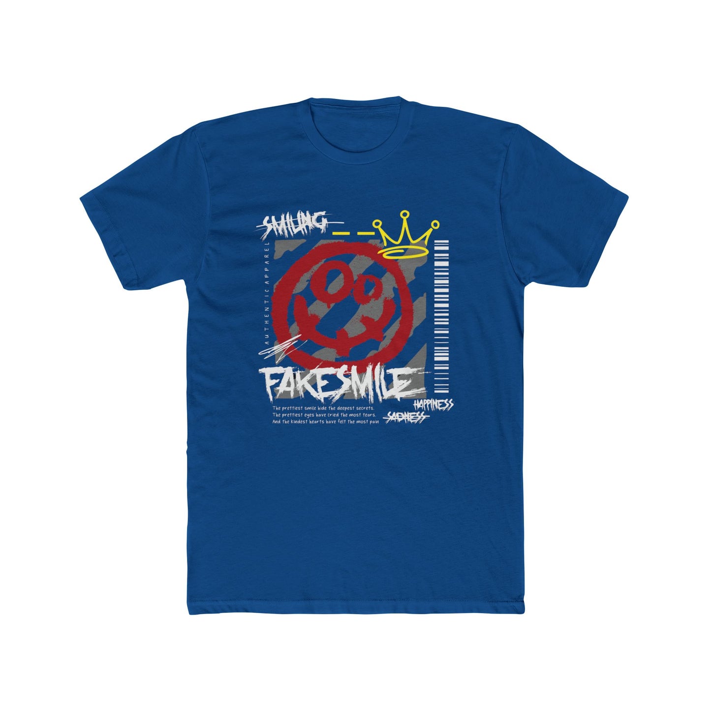 Fake Smile Cotton Blue Crew T-Shirt