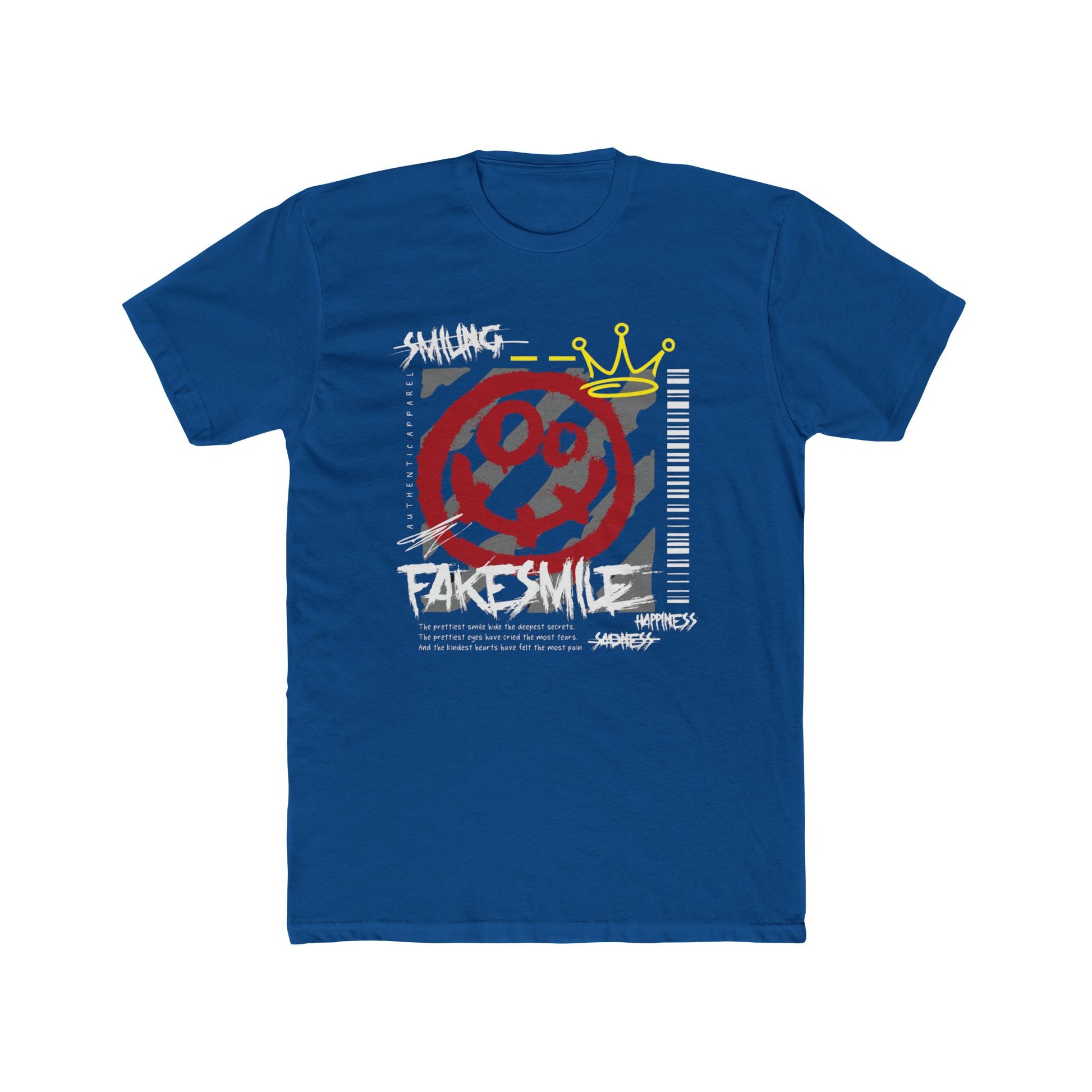 Fake Smile Cotton Blue Crew T-Shirt