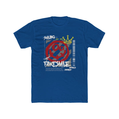 Fake Smile Cotton Blue Crew T-Shirt