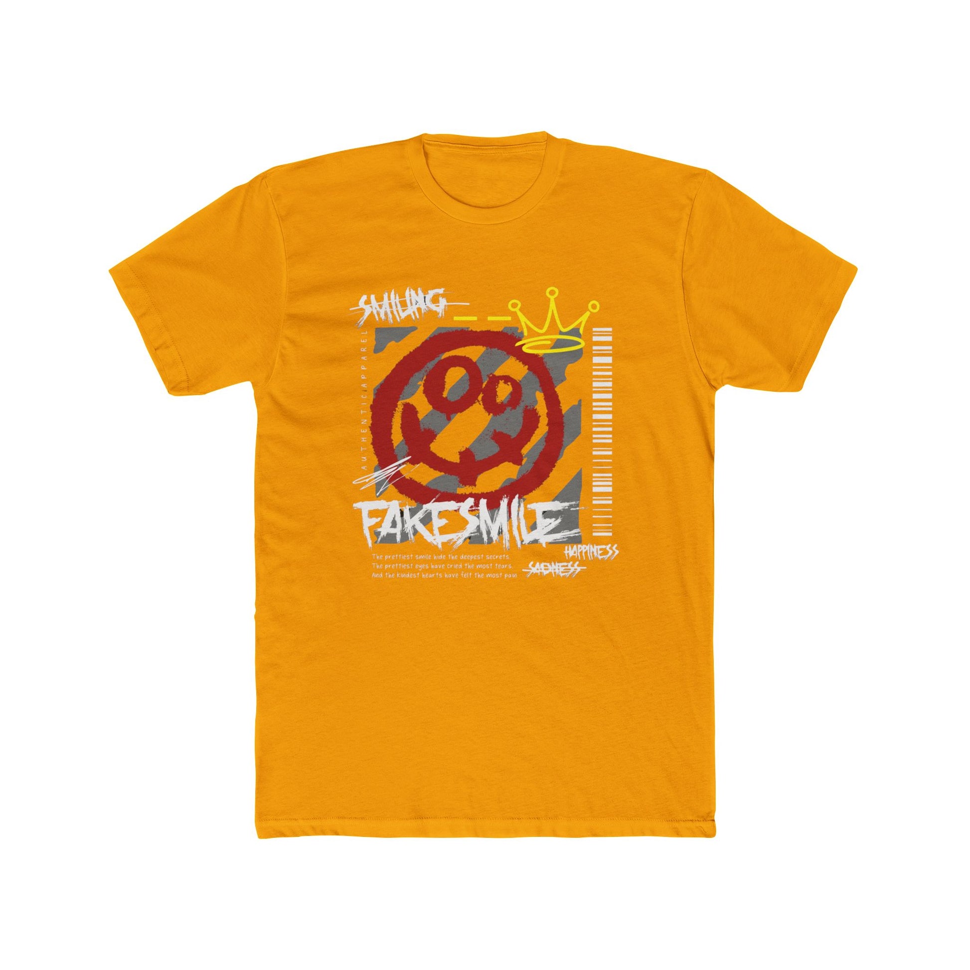 Fake Smile Cotton Yellow Crew T-Shirt